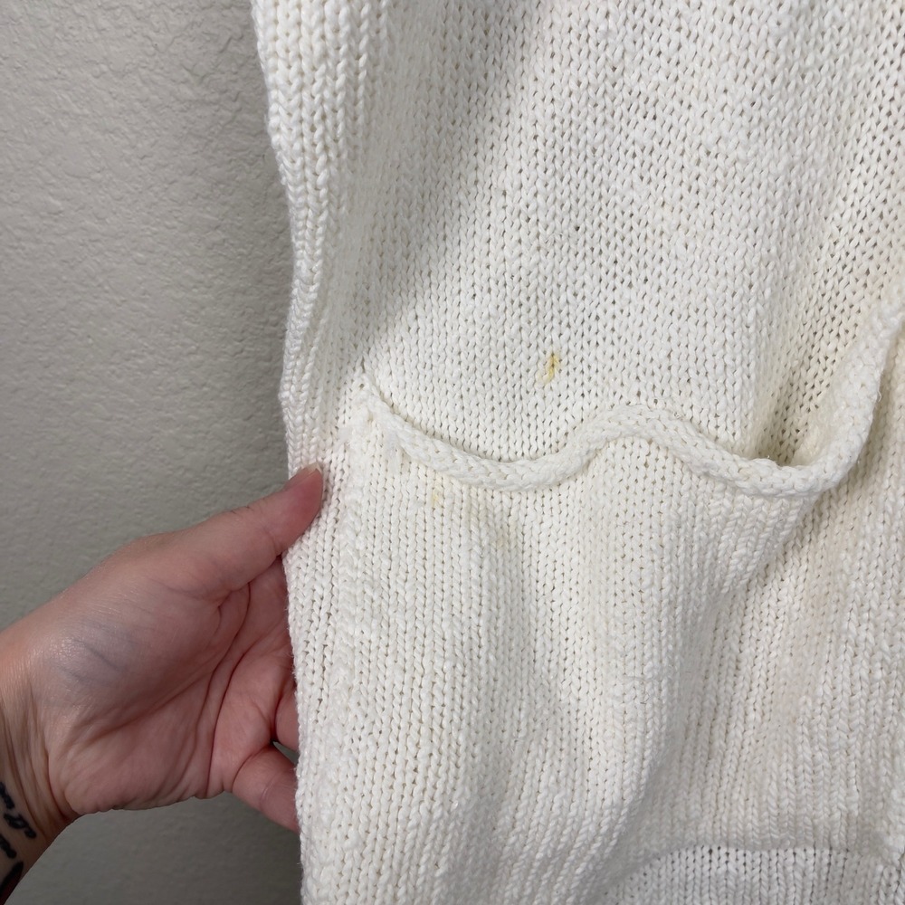 Eskandar Cardigan Sweater Cotton Linen Oversized Knit OS Ivory Cream‎ Lagenlook - Picture 6 of 13